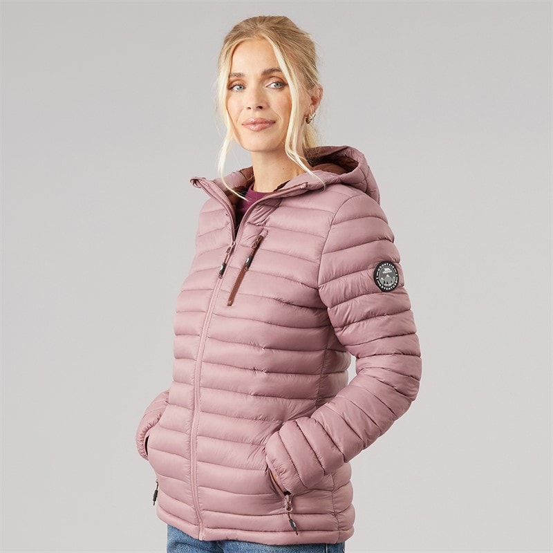 Dames lenka 2 gewatteerde capuchonjas Faded Rose/Chesnut - Afbeelding 3