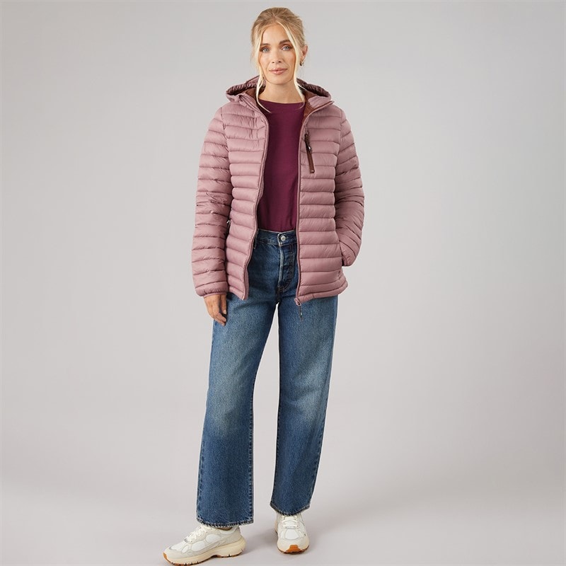Dames lenka 2 gewatteerde capuchonjas Faded Rose/Chesnut - Afbeelding 4