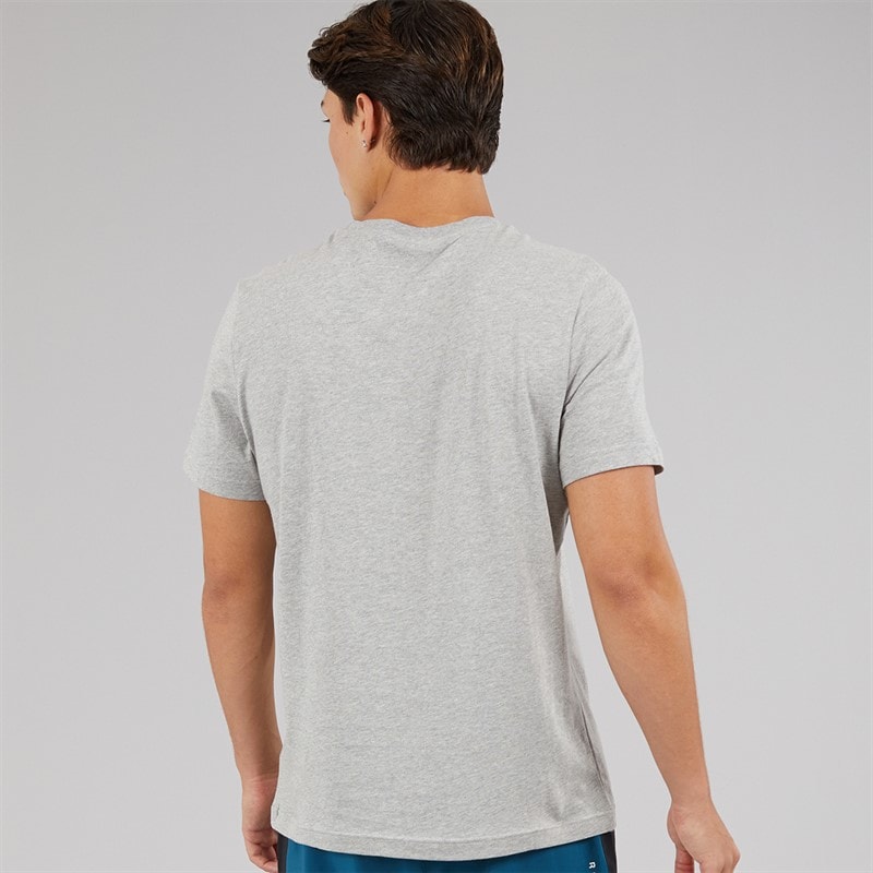 Mężczyźni t-shirt z małym logo Identity Średni szary melanż/Wektorowy czerwony – zdjęcie  2