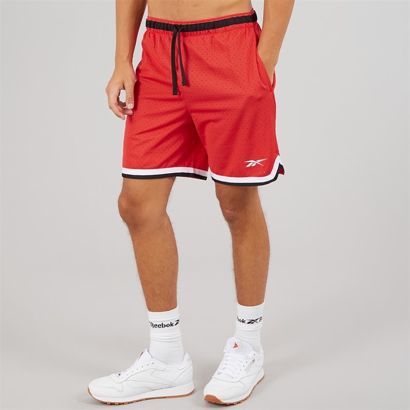 Heren Reebok basketball 7 inch transition shorts Energy Rood/Wit - Afbeelding 2