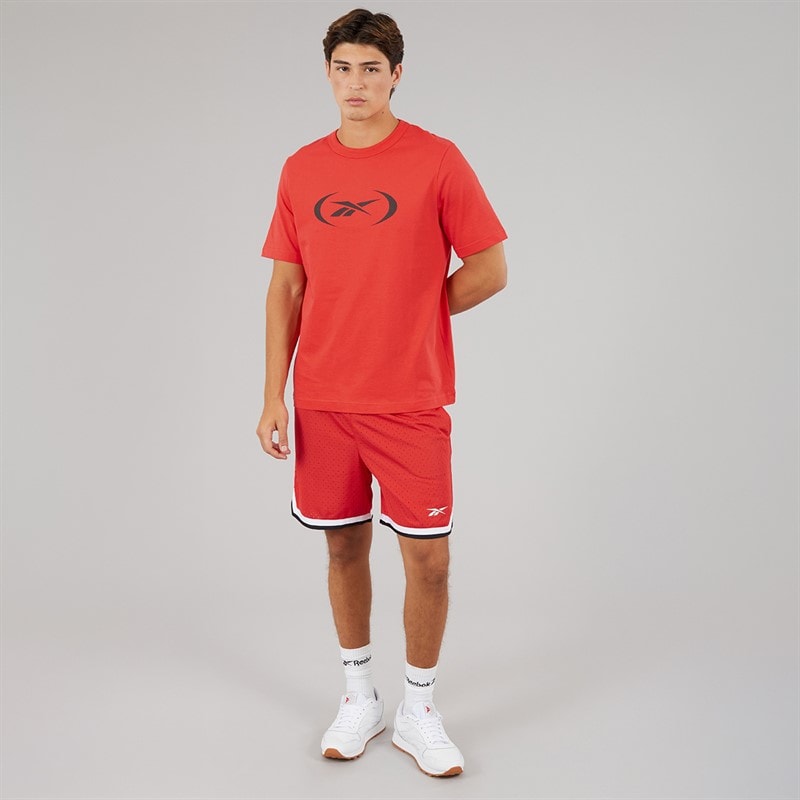 Heren Reebok basketball 7 inch transition shorts Energy Rood/Wit - Afbeelding 4