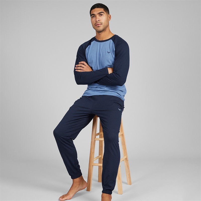 Herren - Baddaway Pyjama-Set Navy/Denim Marl - Bild 1