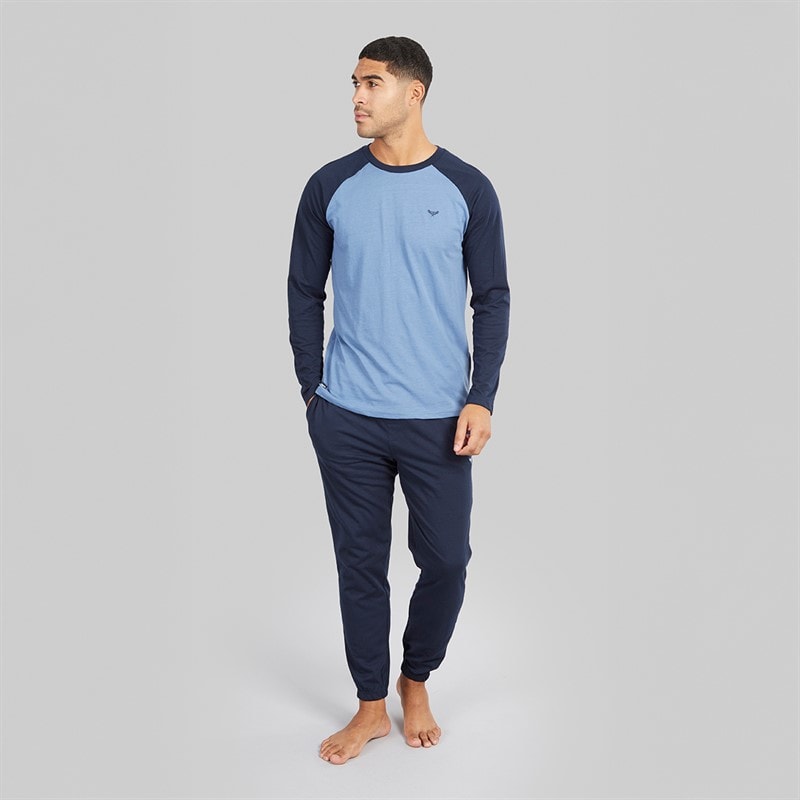 Herren - Baddaway Pyjama-Set Navy/Denim Marl - Bild 4