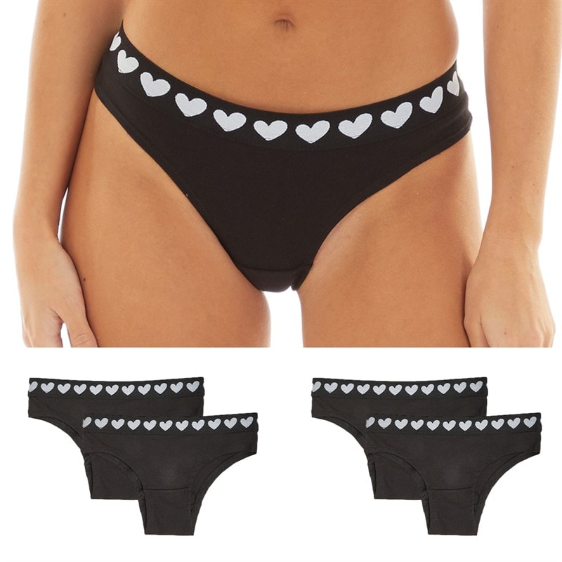 Lot de cinq slips LC Hearts femmes Noir/Blanc - Image 1
