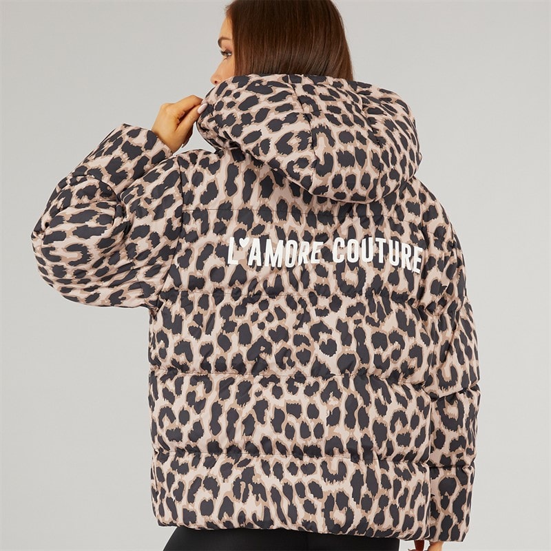 Dames nevada korte pufferjas Leopard - Afbeelding 2