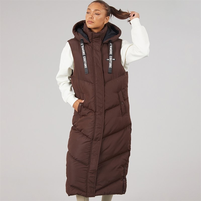 Dames harvest lange gilet Chocolate - Afbeelding 3