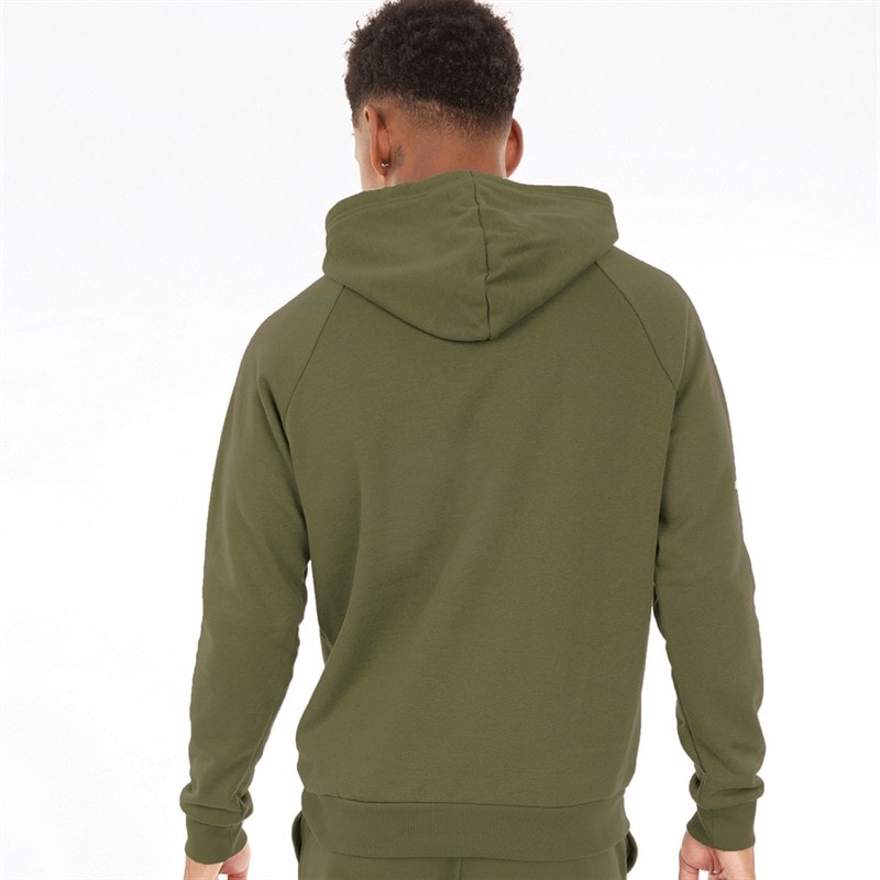 Sweat à capuche logo UA Rival en polaire hommes Marine OD Vert/Blanc - Image 2