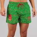 Shorts de bain racer hommes Vert/Rouge/Blanc