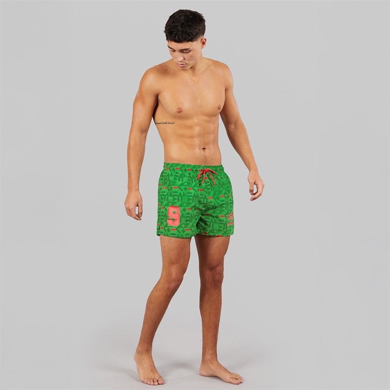 Shorts de bain racer hommes Vert/Rouge/Blanc - Image 4