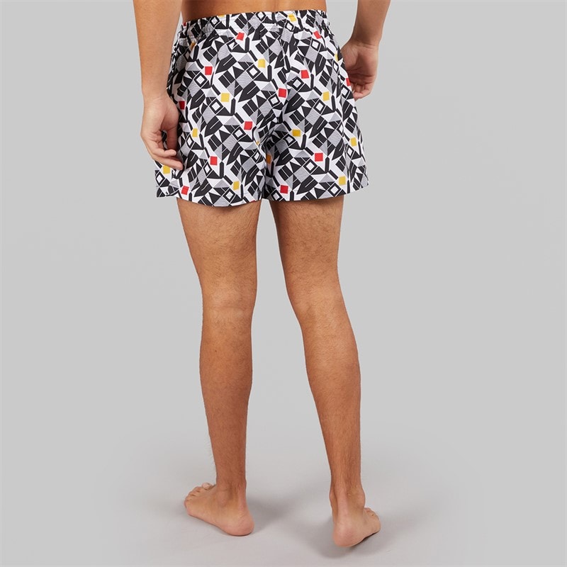 Shorts de bain racer hommes Blanc/Noir/Gold/Rouge - Image 2