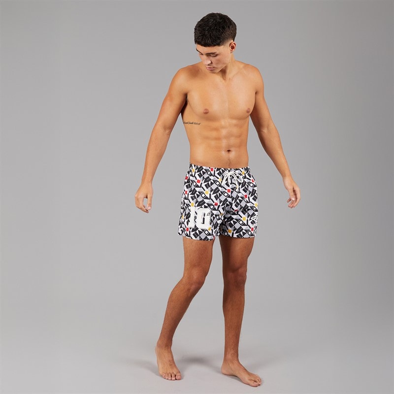 Shorts de bain racer hommes Blanc/Noir/Gold/Rouge - Image 4