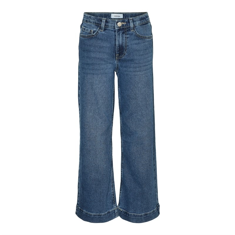 Dziewczęce szerokie jeansy z stokrotką Średni Blue Denim – zdjęcie  3