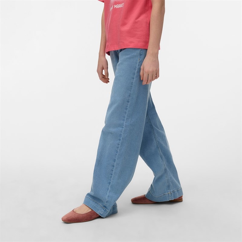 Vero Moda Jean large marguerite filles - Bleu clair Denim