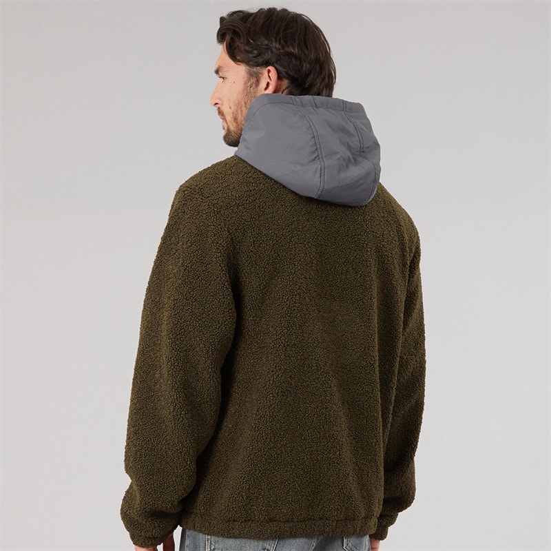 Heren hugo borg 1/4 rits capuchonfleece Forest/Charcoal/Aubergine - Afbeelding 2