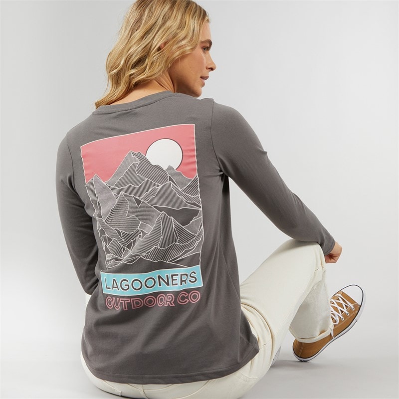 Lagooners Dames cullen t-shirt met lange mouwen - Charcoal