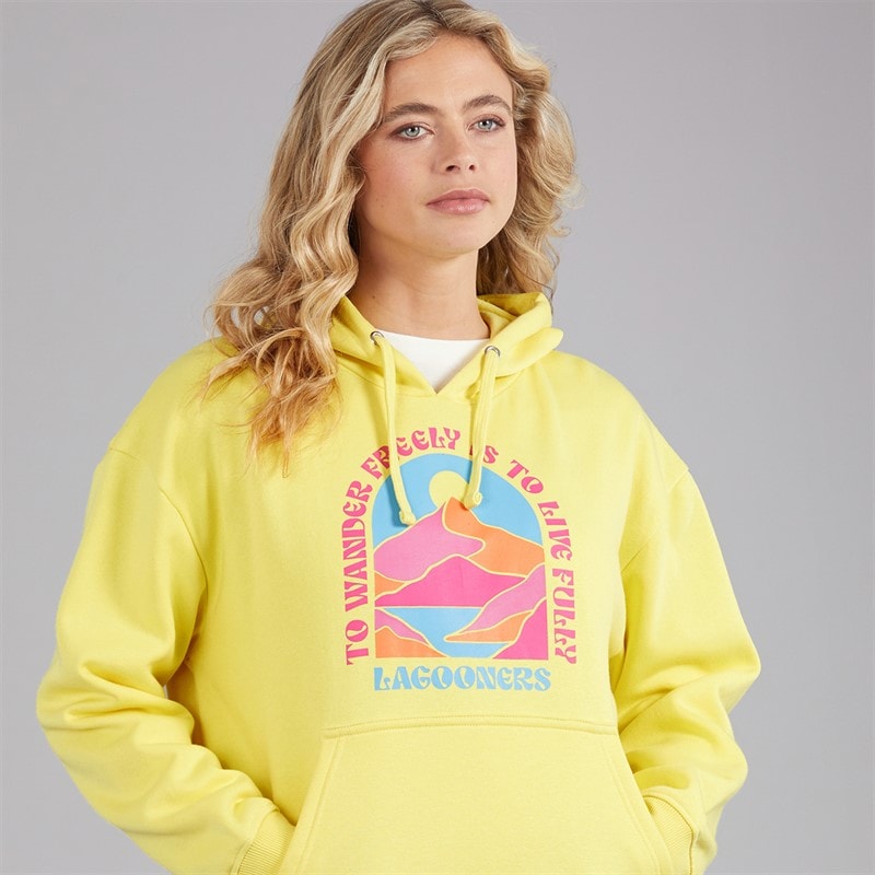 Damen - Nightingale Nest Grafik Kapuzenpullover Gelb - Bild 3
