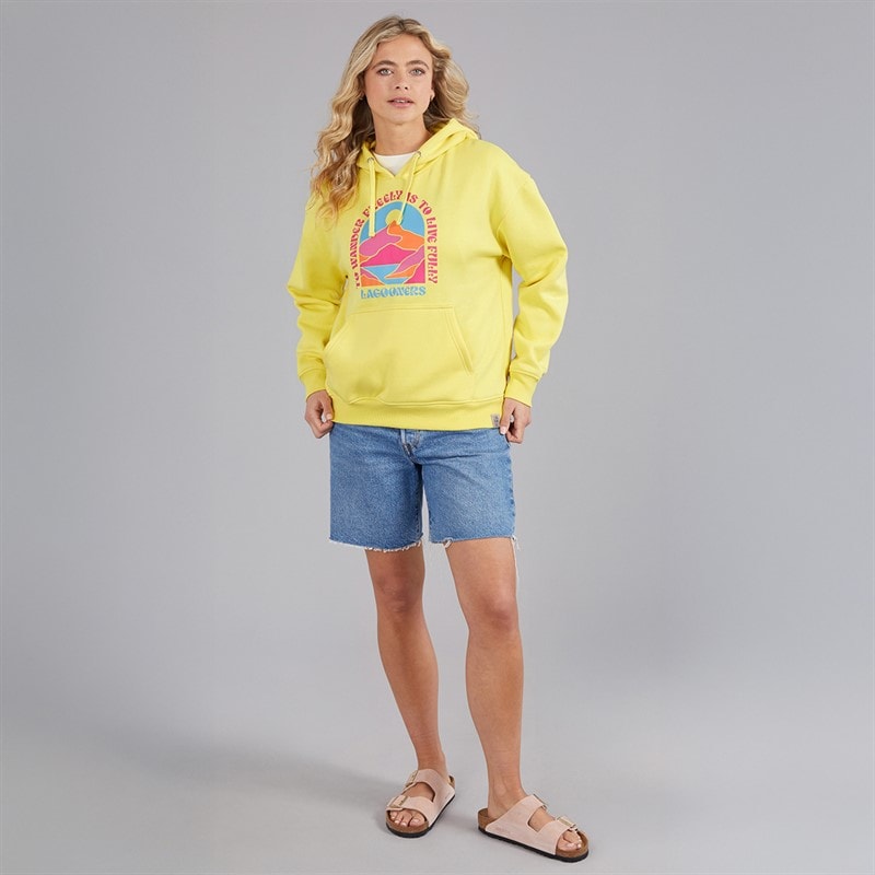 Damen - Nightingale Nest Grafik Kapuzenpullover Gelb - Bild 4
