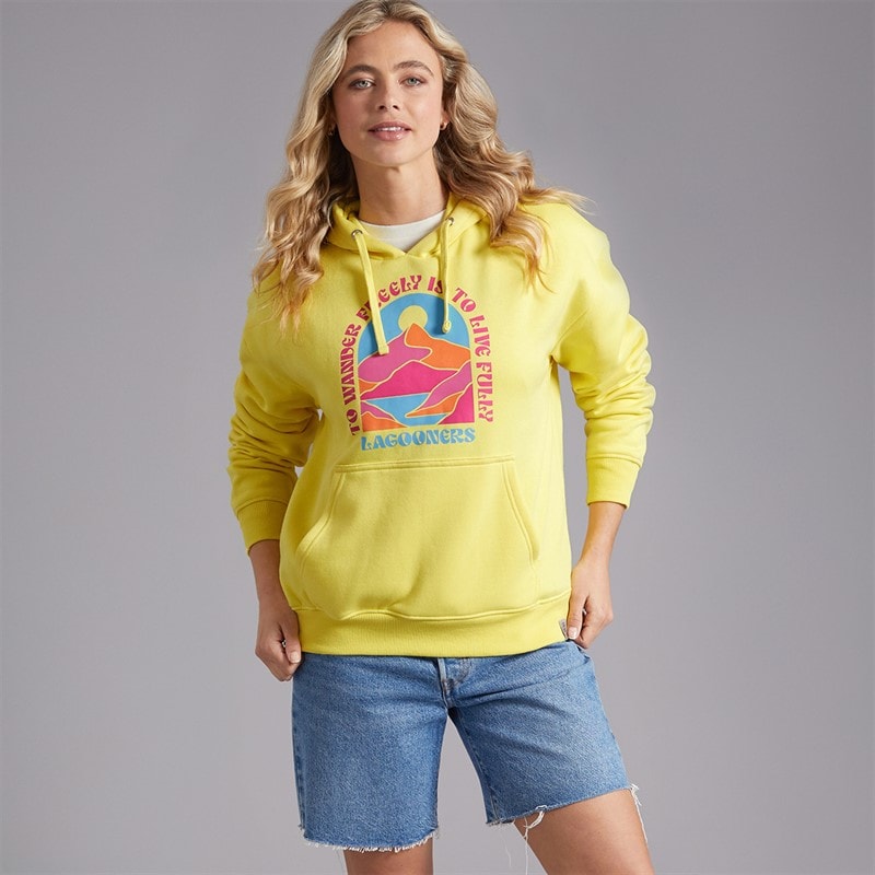 Damen - Nightingale Nest Grafik Kapuzenpullover Gelb - Bild 5