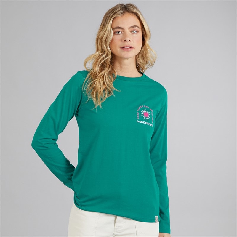 Damskie t-shirt airdrie z długim rękawem Teal – zdjęcie  2