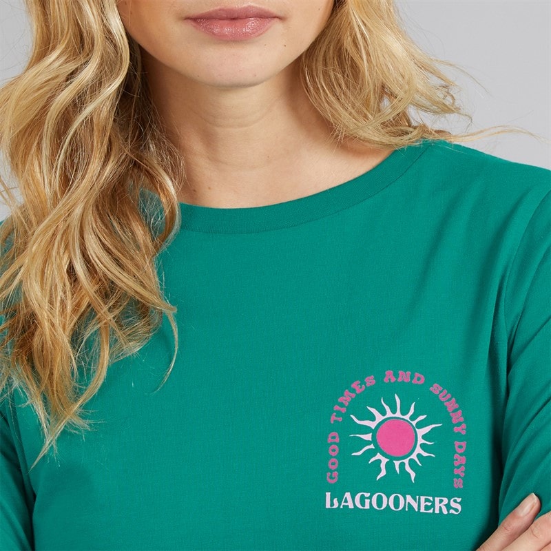 Damskie t-shirt airdrie z długim rękawem Teal – zdjęcie  3