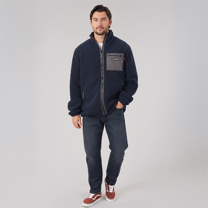 Heren rafferty borg jas met rits Navy/Charcoal - Afbeelding 3