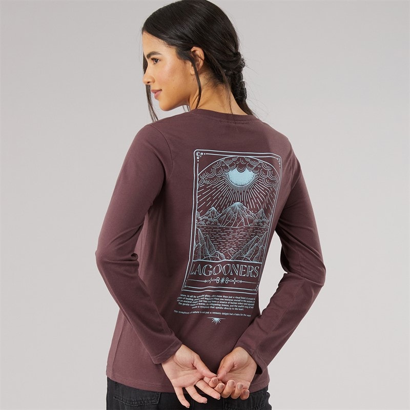 Damskie długi rękaw t-shirt grove Brązowy – zdjęcie  1