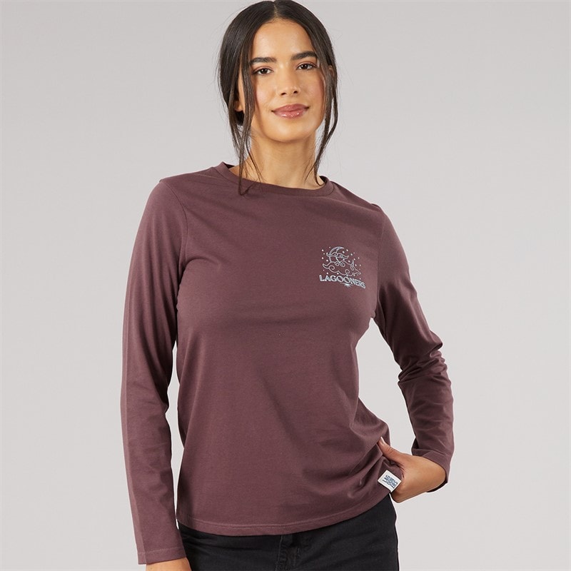 Damskie długi rękaw t-shirt grove Brązowy – zdjęcie  2