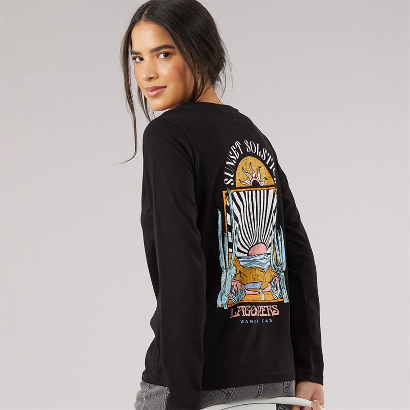 Dames oak t-shirt met lange mouwen Zwart - Afbeelding 1