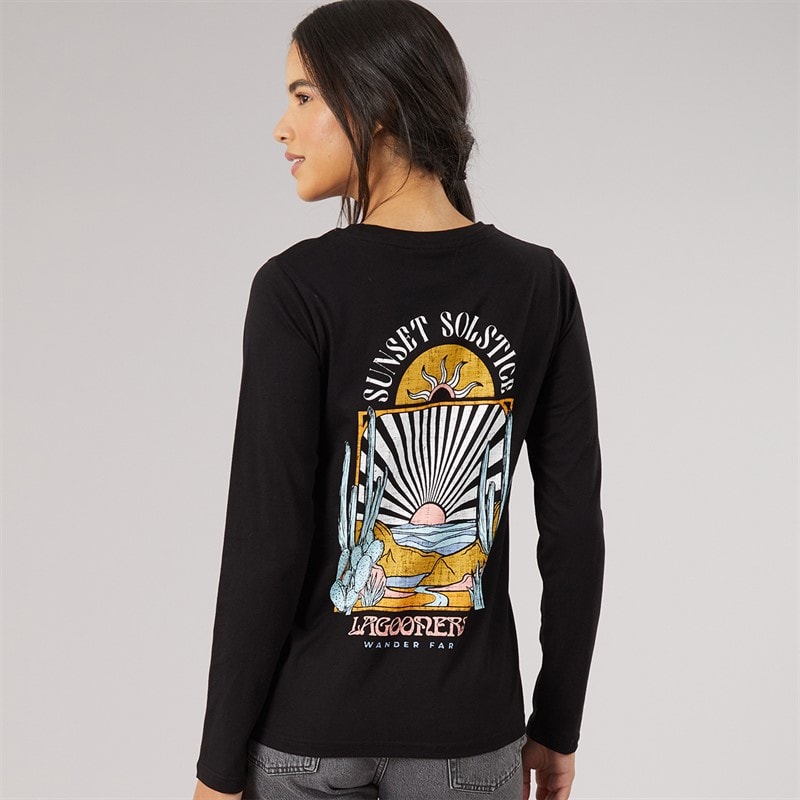 Dames oak t-shirt met lange mouwen Zwart - Afbeelding 3