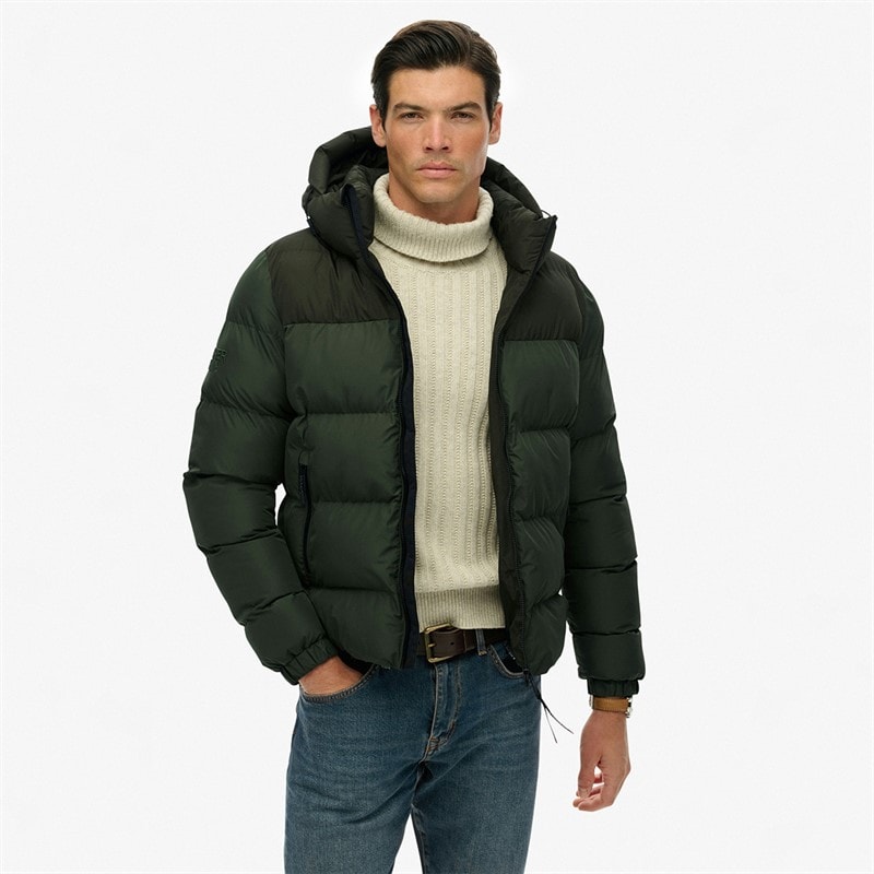 Superdry Heren colourblock pufferjack - Surplus Goods Olive Green