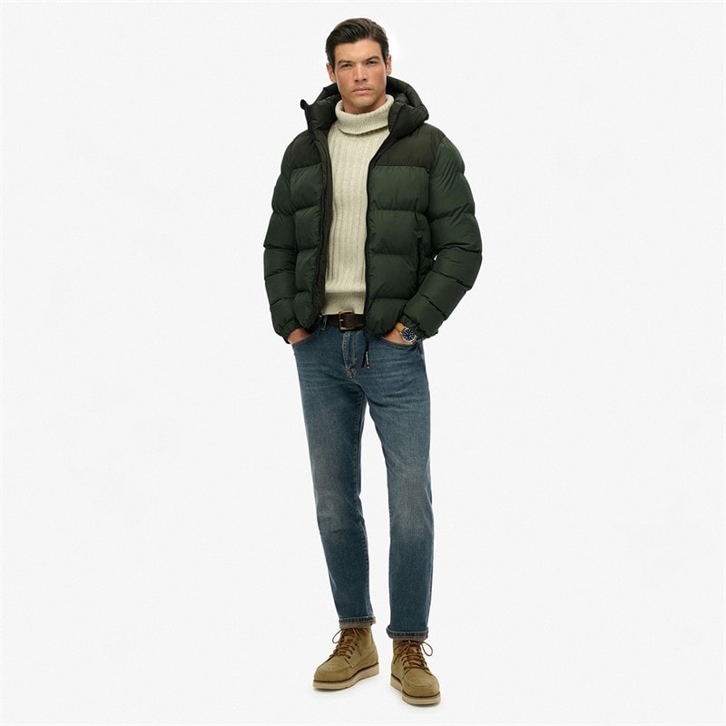 Heren colourblock pufferjack Surplus Goods Olive Green - Afbeelding 4