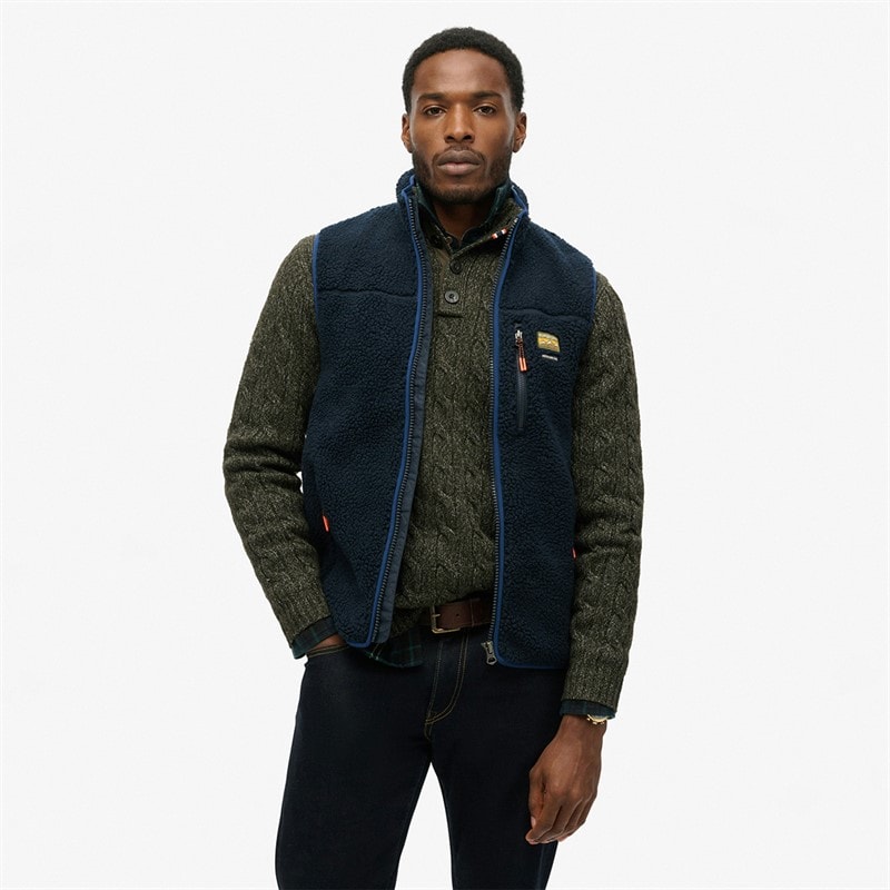 Superdry Mężczyźni outdoorowa kamizelka polarowa - Eclipse Navy