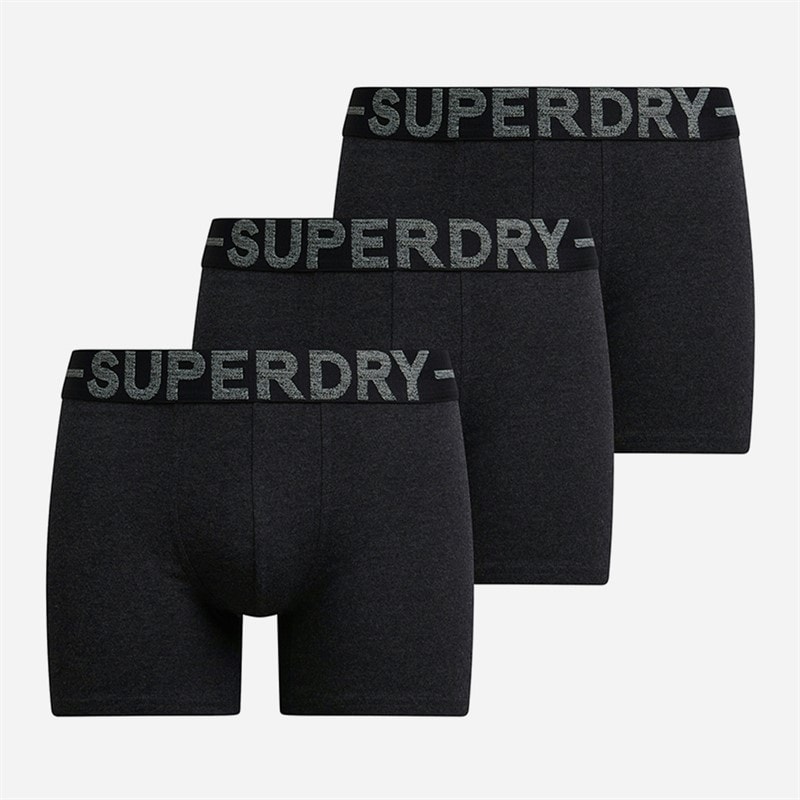 Superdry Heren driepack boxershorts - Raven Black Marl