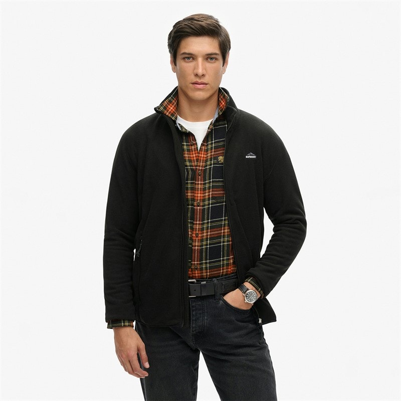 Superdry Mężczyźni polar z pełnym zamkiem błyskawicznym - Czarny