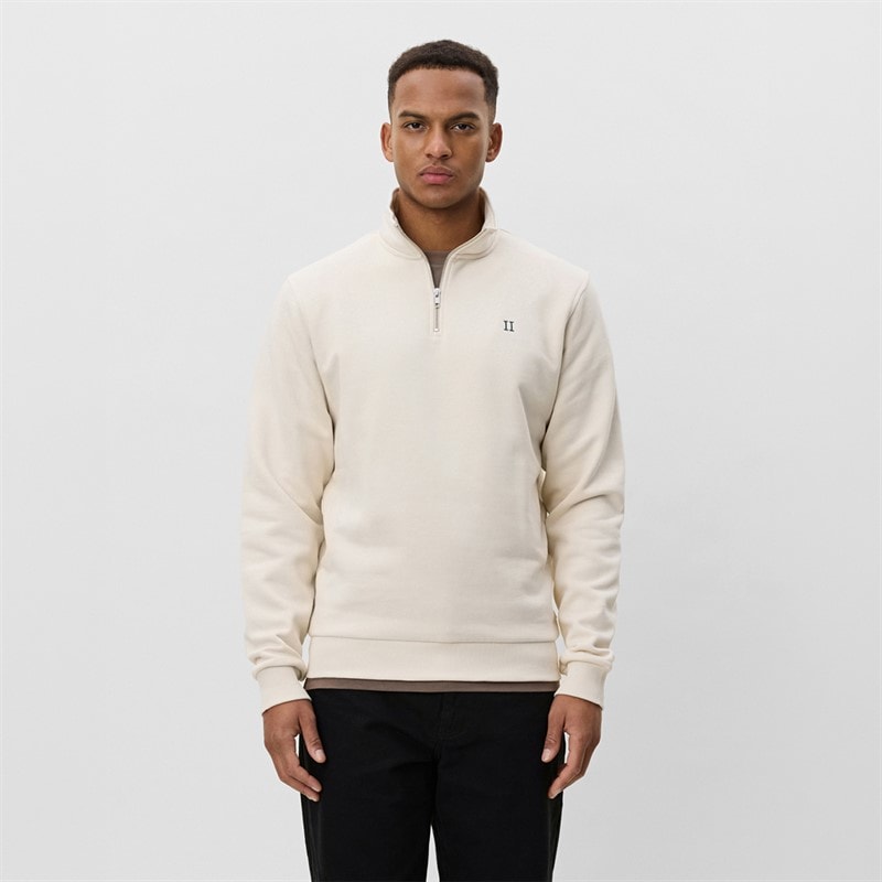 Les Deux Heren Core Contrast Quarter Zip Sweatshirt Ivory - Afbeelding 1