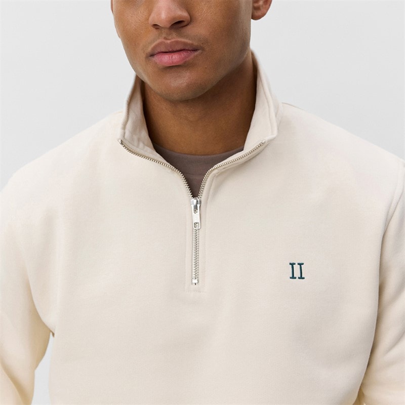 Les Deux Heren Core Contrast Quarter Zip Sweatshirt Ivory - Afbeelding 3