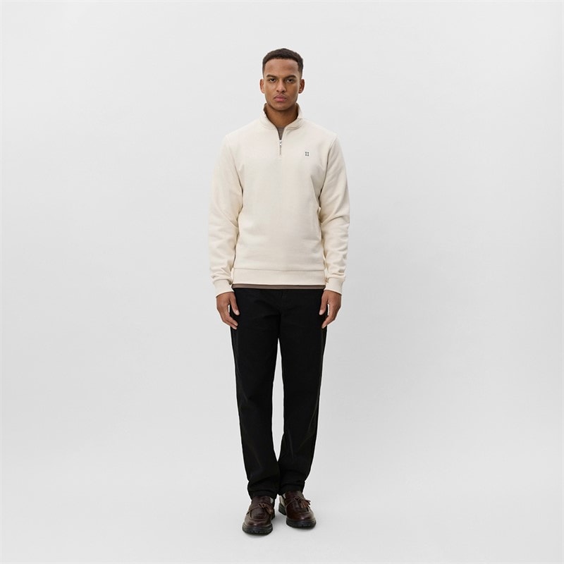 Les Deux Heren Core Contrast Quarter Zip Sweatshirt Ivory - Afbeelding 4
