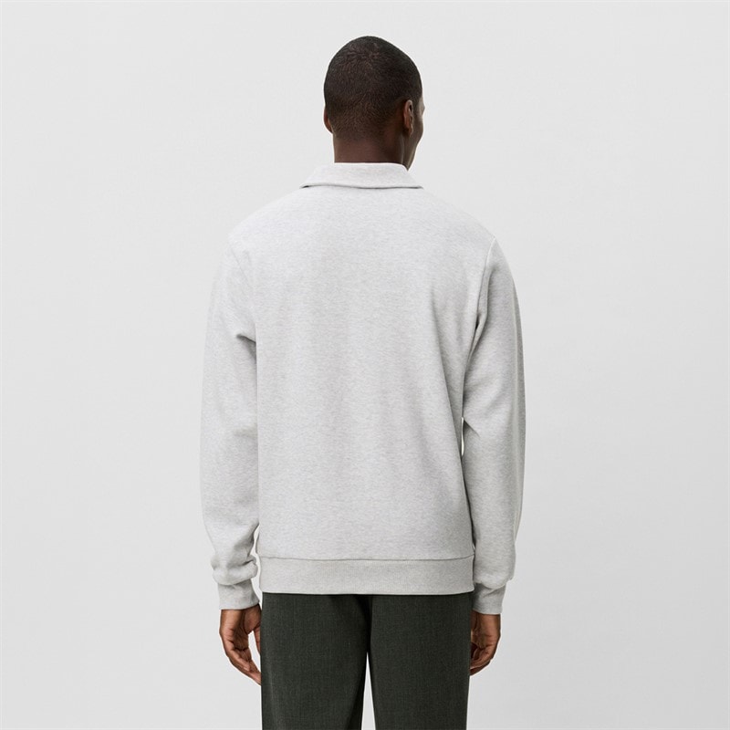 Les Deux Heren Ben Polo Pique Sweatshirt Snow Melange - Afbeelding 2