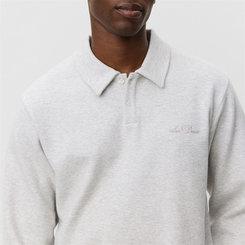 Les Deux Heren Ben Polo Pique Sweatshirt Snow Melange - Afbeelding 3