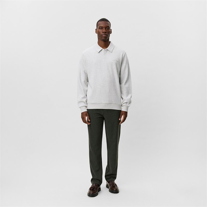 Les Deux Heren Ben Polo Pique Sweatshirt Snow Melange - Afbeelding 4