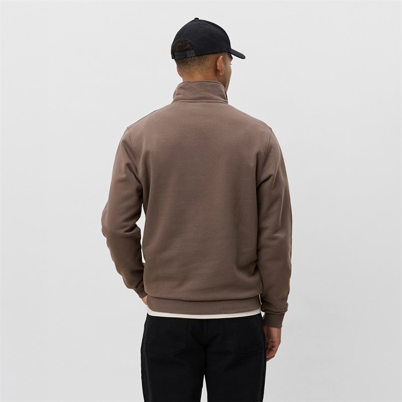 Les Deux Heren Core Contrast Quarter Zip Sweatshirt Mountain Grey Brown - Afbeelding 2