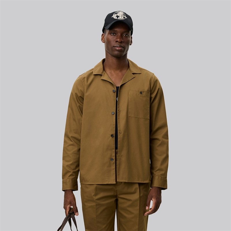 Les Deux Surchemise Homme Jasper en sergé épais Dark Sand