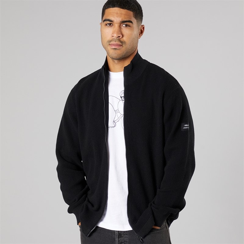 Solid Heren gebreid vest True Black - Afbeelding 1