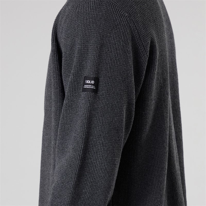 Solid Heren gebreide vest donkergrijs gemêleerd Dar Grey M - Afbeelding 3