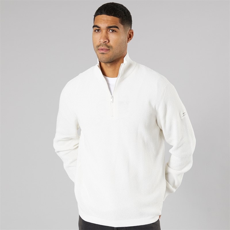 Solid Heren gebreide trui Off White - Afbeelding 1