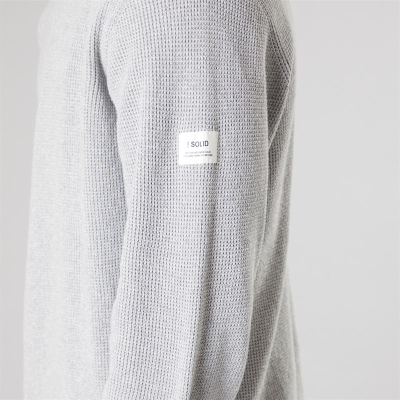 Solid Heren gebreide trui Light Grey Melange - Afbeelding 3