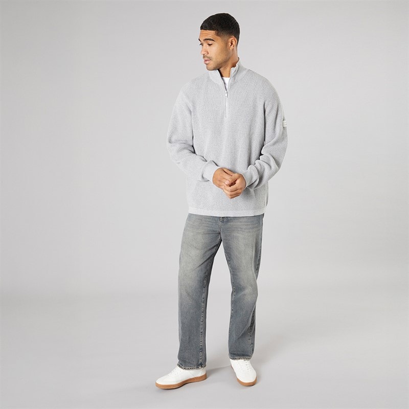 Solid Heren gebreide trui Light Grey Melange - Afbeelding 4