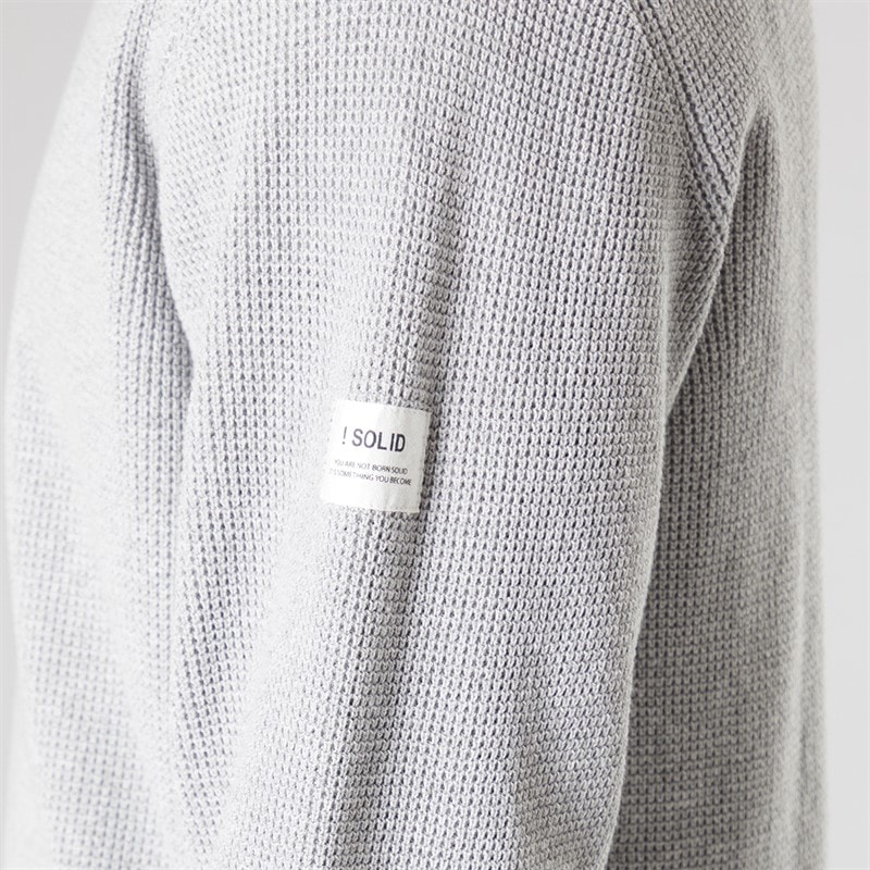 Solid Heren gebreide trui Light Grey Melange - Afbeelding 3