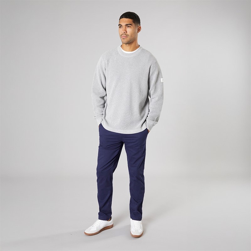 Solid Heren gebreide trui Light Grey Melange - Afbeelding 4