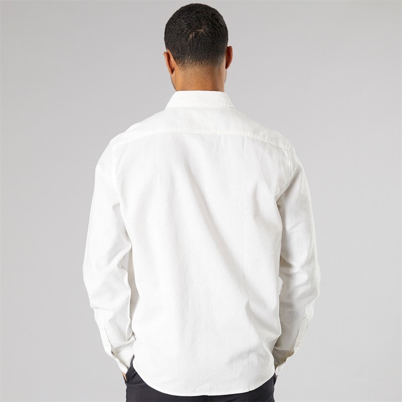 Solid Heren Lange Mouw Shirt Off White - Afbeelding 2